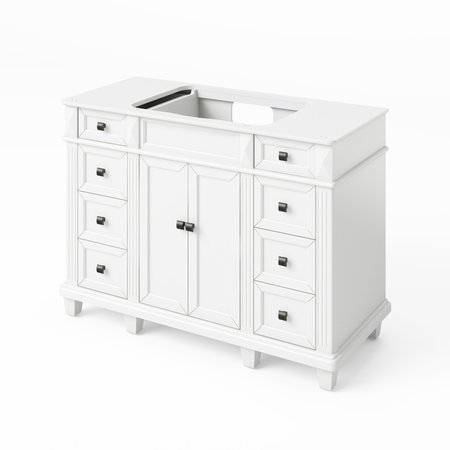 JEFFREY ALEXANDER 48" White Douglas Vanity, White Carrara Marble Vanity Top, undermount rectangle bowl VKITDOU48WHWCR